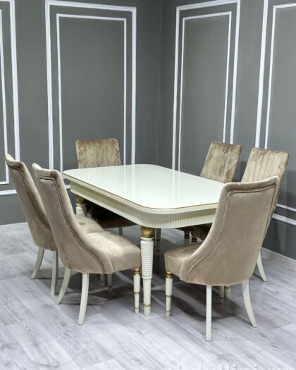 Обеденный стол и стулья Ёжик в бежевом и золотом цвете, купить в Дагестане — купить в Дагестане — фото 1