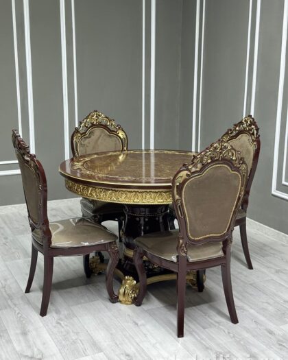 Круглый раздвижной стол 2664 с 4 стульями Мини Шейх — купить в Дагестане — фото 1