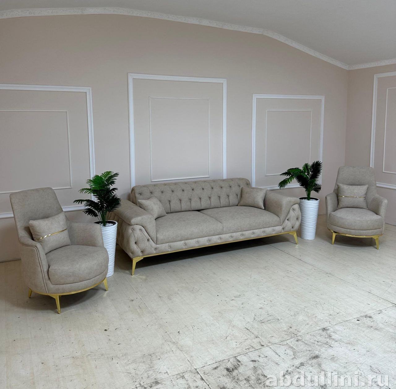 Мягкая мебель Stella: диван и 2 кресла с капитоне в Дагестане — купить в Дагестане — фото 1