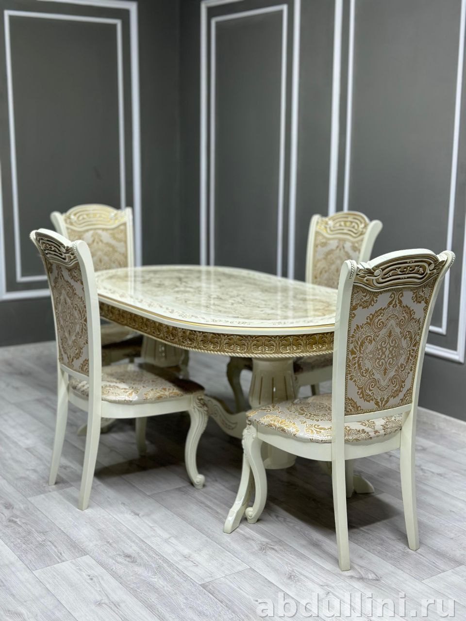 Стол раздвижной с мраморной столешницей и стулья Банан в Дагестане (раздвижной)