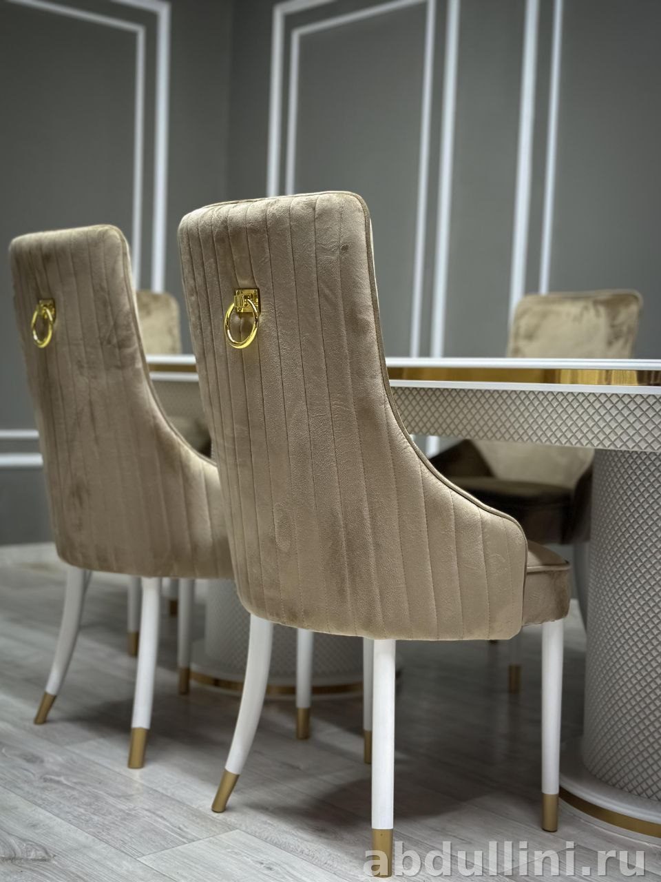 Обеденный комплект Шанель: стол и 6 стульев в бело-золотом цвете — купить в Дагестане — фото 4