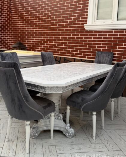 Обеденный стол и стулья в стиле неоклассика — купить в Дагестане (Раздвижной) — купить в Дагестане