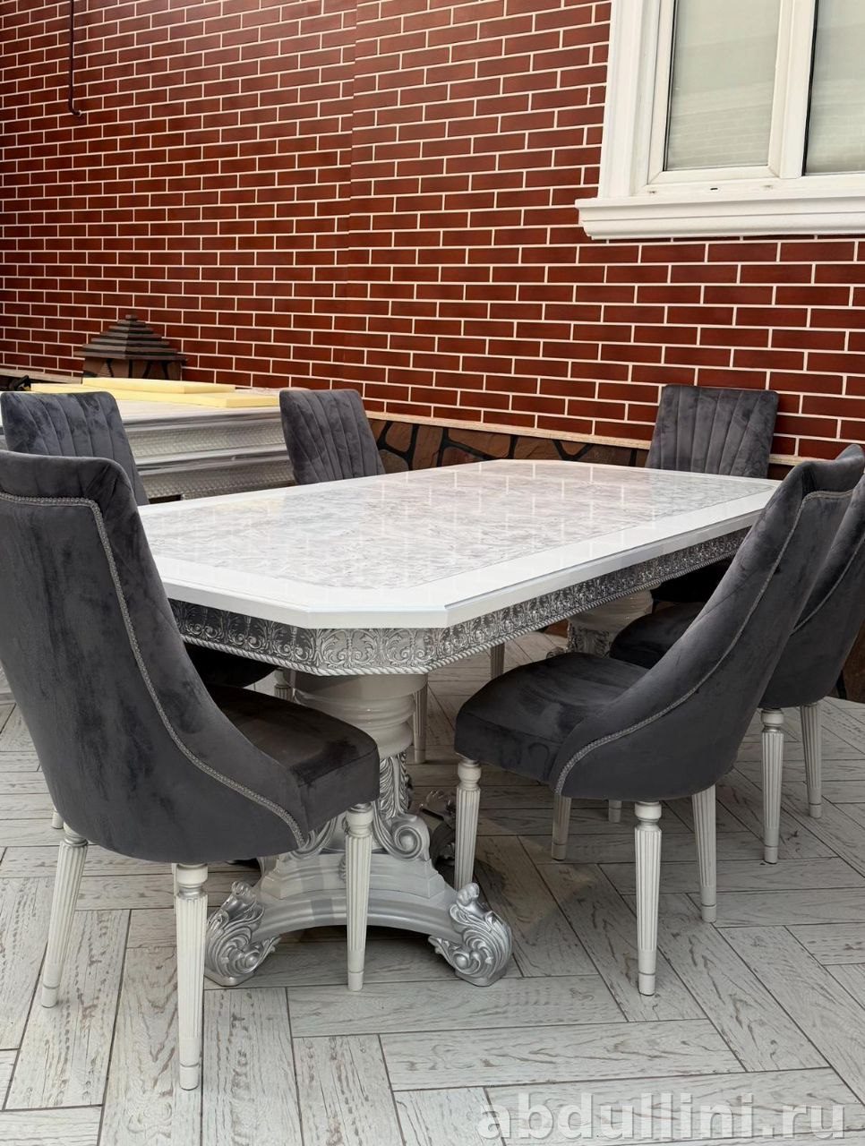 Обеденный стол и стулья в стиле неоклассика — купить в Дагестане (Раздвижной) — купить в Дагестане