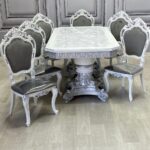 Стол Голд раздвижной и стулья Мини-Шейх — купить в Дагестане Белый/серебро — купить в Дагестане — фото 1