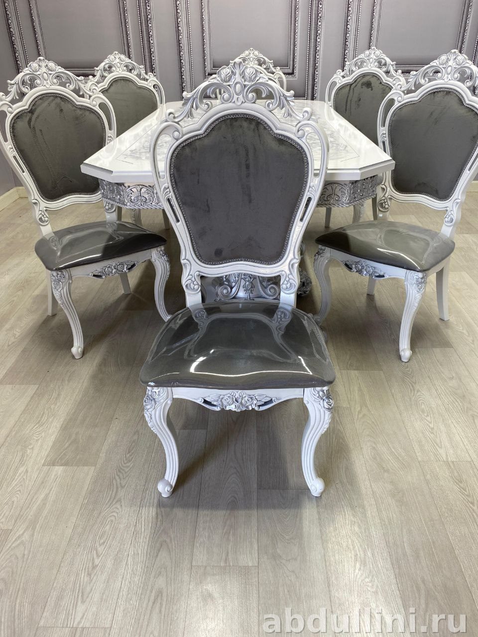 Стол Голд раздвижной и стулья Мини-Шейх — купить в Дагестане Белый/серебро — купить в Дагестане — фото 4