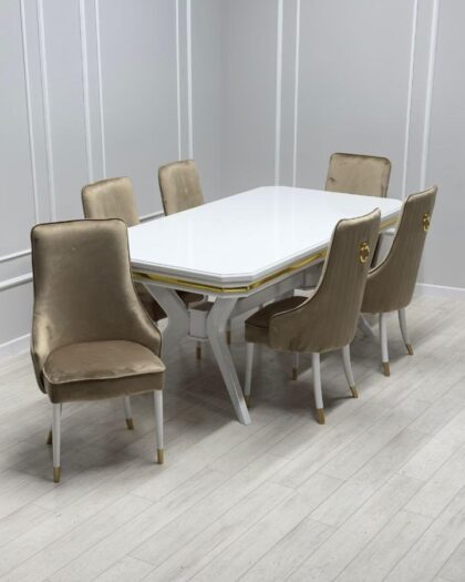 Обеденный стол Берлин и стулья Сурен купить в Дагестане (раздвижной, золото) — купить в Дагестане — фото 1