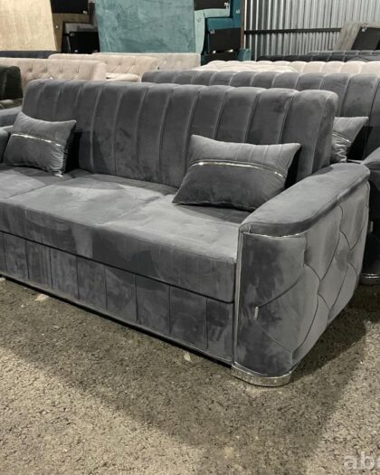 Диван Ассорти — серый раскладной с хромированными деталями — купить в Дагестане