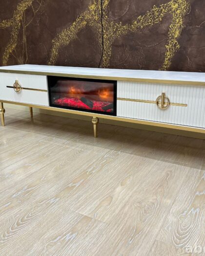 Тумба под телевизор Asel 160 см белый/золото купить в Дагестане (белый/золото) — купить в Дагестане — фото 1