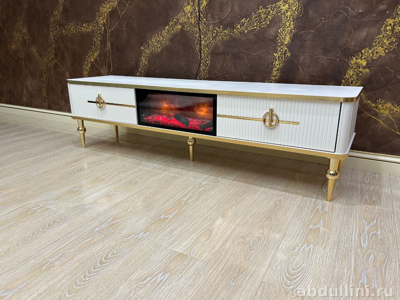 Тумба под телевизор Asel 160 см белый/золото купить в Дагестане (белый/золото) — купить в Дагестане — фото 1