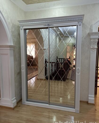 Шкаф-купе «Лиана» белый серебро — купить в Дагестане — купить в Дагестане