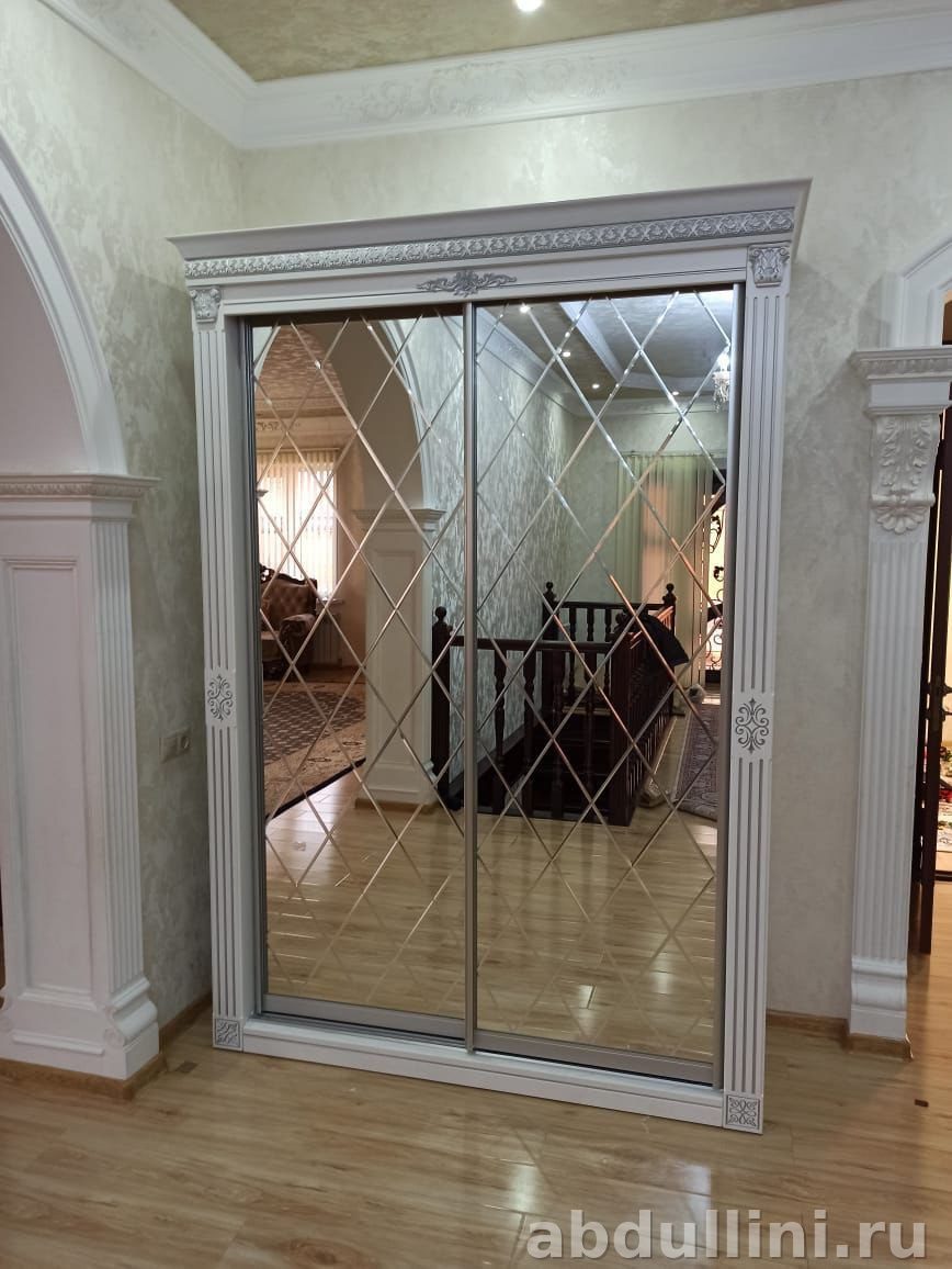 Шкаф-купе «Лиана» белый серебро — купить в Дагестане — купить в Дагестане