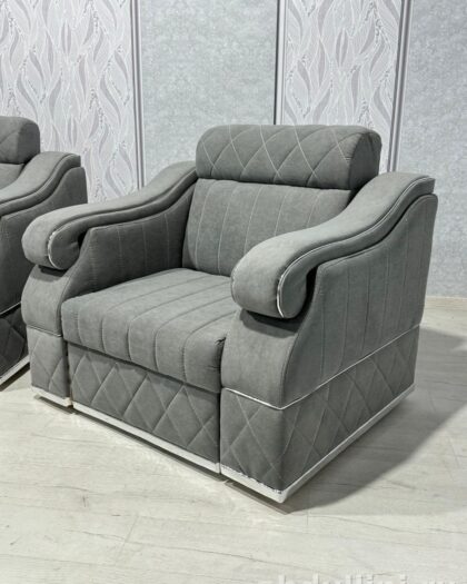 Угол «Люкс» — серый кожаный диван с ромбовидной строчкой — купить в Дагестане