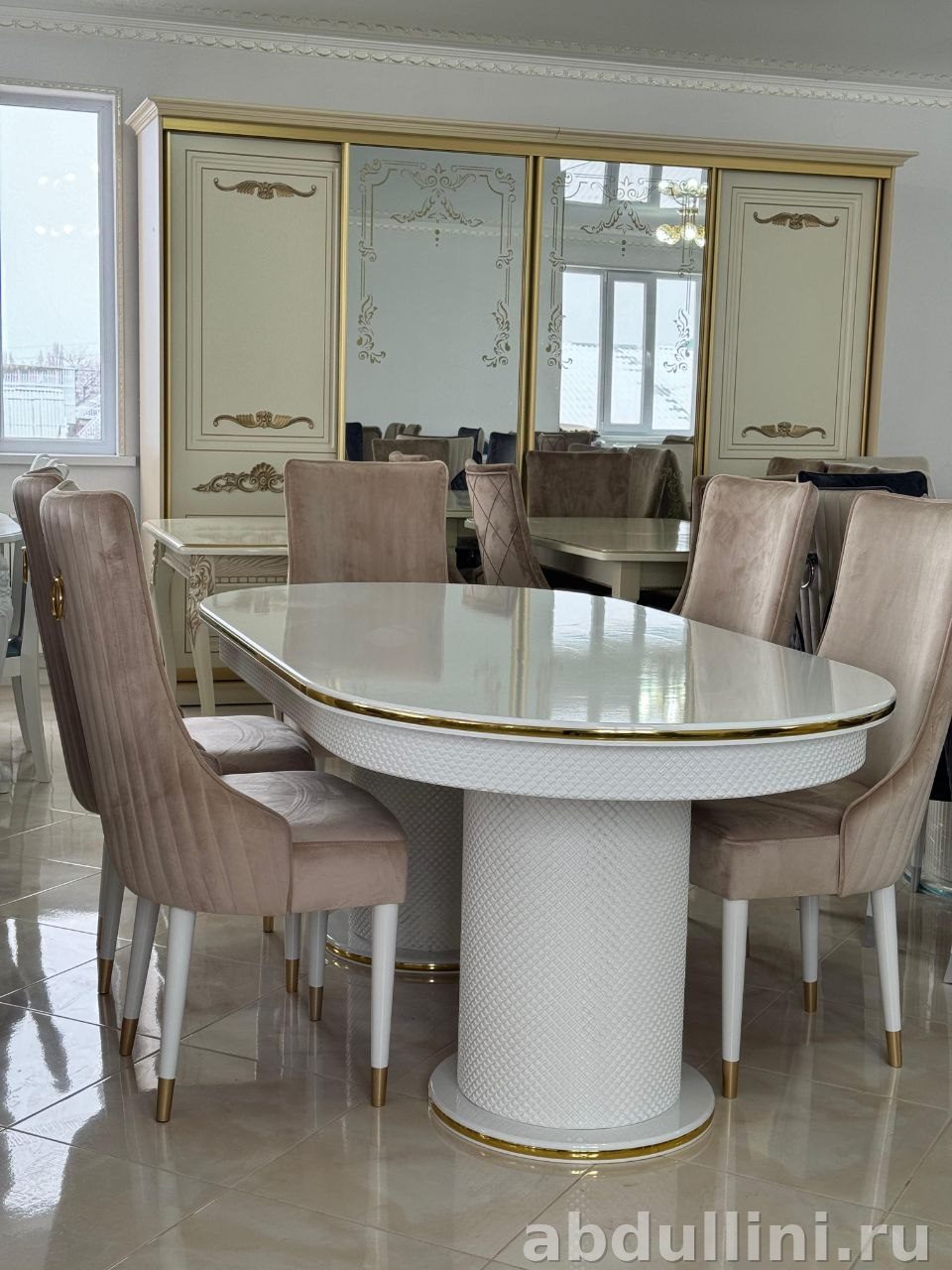 Обеденный стол и стулья 3633 в белом и золоте купить в Дагестане (белый) — купить в Дагестане — фото 2