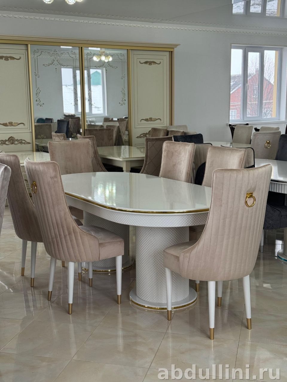 Обеденный стол и стулья 3633 в белом и золоте купить в Дагестане (белый) — купить в Дагестане — фото 3
