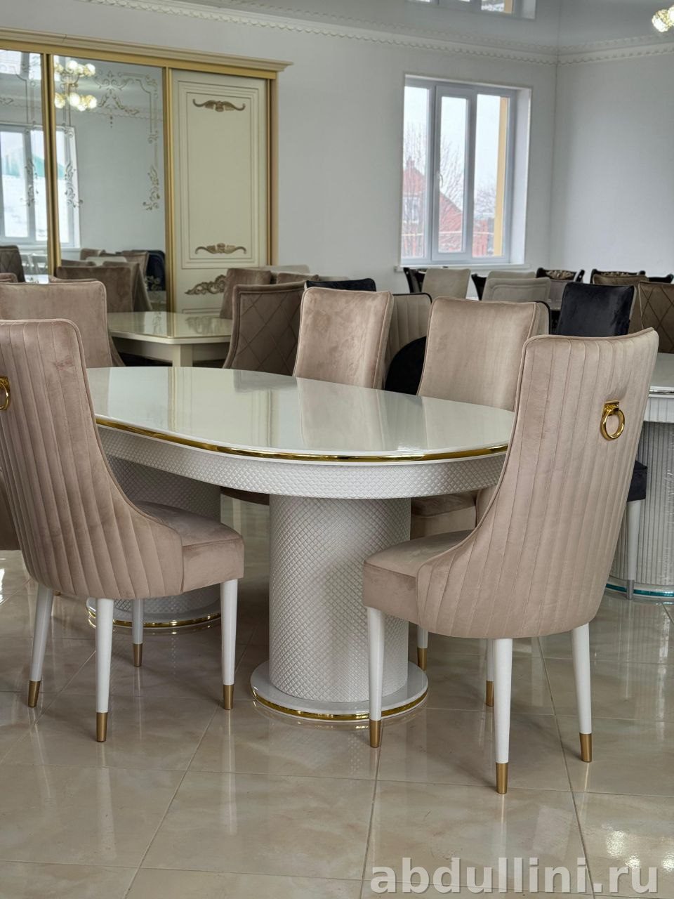 Обеденный стол и стулья 3633 в белом и золоте купить в Дагестане (белый) — купить в Дагестане — фото 4