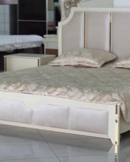 Кровать Ника 417 бежевая с золотом — купить в Дагестане "Ника" (бежевая) — купить в Дагестане