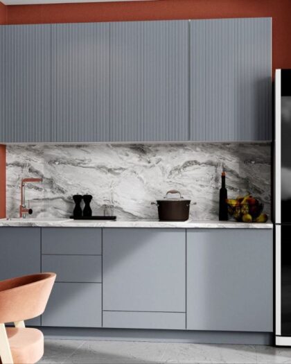 Кухня «Волна» серого цвета — мебель на заказ в Дагестане — купить в Дагестане