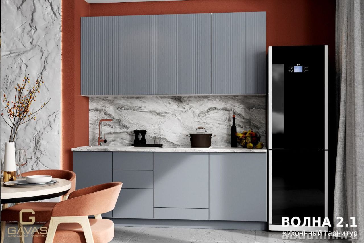 Кухня «Волна» серого цвета — мебель на заказ в Дагестане — купить в Дагестане