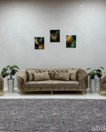 Гостиный комплект Bellona: диван и кресла с капитоне в Дагестане — купить в Дагестане — фото 1