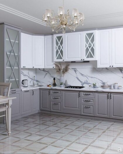 Кухонный гарнитур Виктория серо-белый — купить в Дагестане другой размер — купить в Дагестане