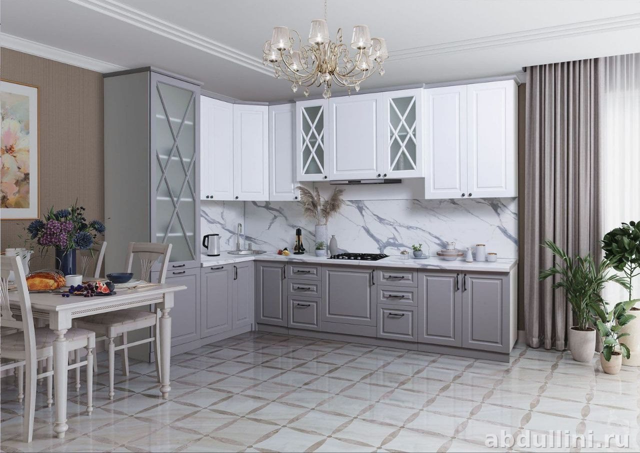 Кухонный гарнитур Виктория серо-белый — купить в Дагестане другой размер — купить в Дагестане