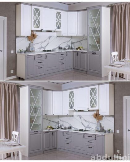 Кухонный гарнитур 3879 «Виктория» серо-белый купить в Дагестане — купить в Дагестане