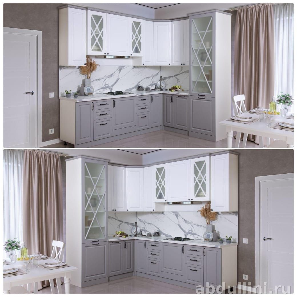 Кухонный гарнитур 3879 «Виктория» серо-белый купить в Дагестане — купить в Дагестане