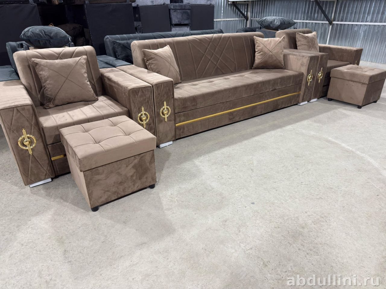 Диван-кровать «Комфорт люкс» с креслом и пуфами в Дагестане — купить в Дагестане