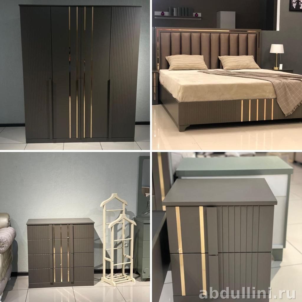 Мебельный комплект 75 в сером цвете с золотыми вставками — купить в Дагестане