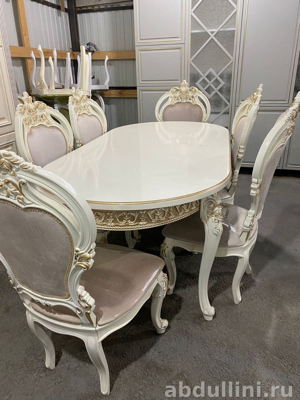 Стол раскладной 162 с 6 стульями в классическом стиле — купить в Дагестане
