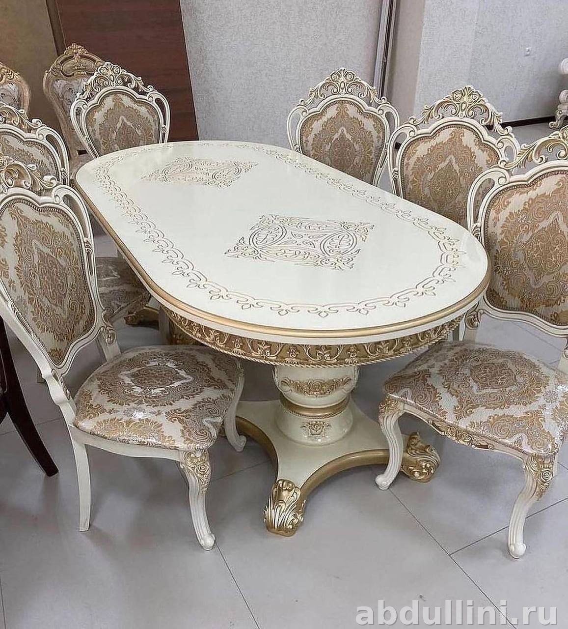 Обеденный стол 433 с 6 стульями в классическом стиле — купить в Дагестане