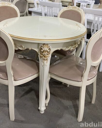 Круглый раздвижной стол и стулья в классическом стиле — купить в Дагестане другой размер — купить в Дагестане