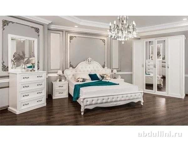 Спальный гарнитур белый с зеркалом и комодом — купить в Дагестане — купить в Дагестане — фото 1