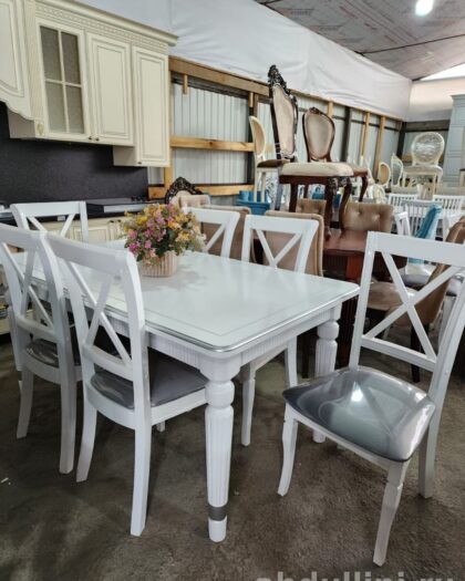 Обеденный стол и стулья 7️⃣4️⃣8️⃣ в белом цвете купить в Дагестане другая цена стульев — купить в Дагестане