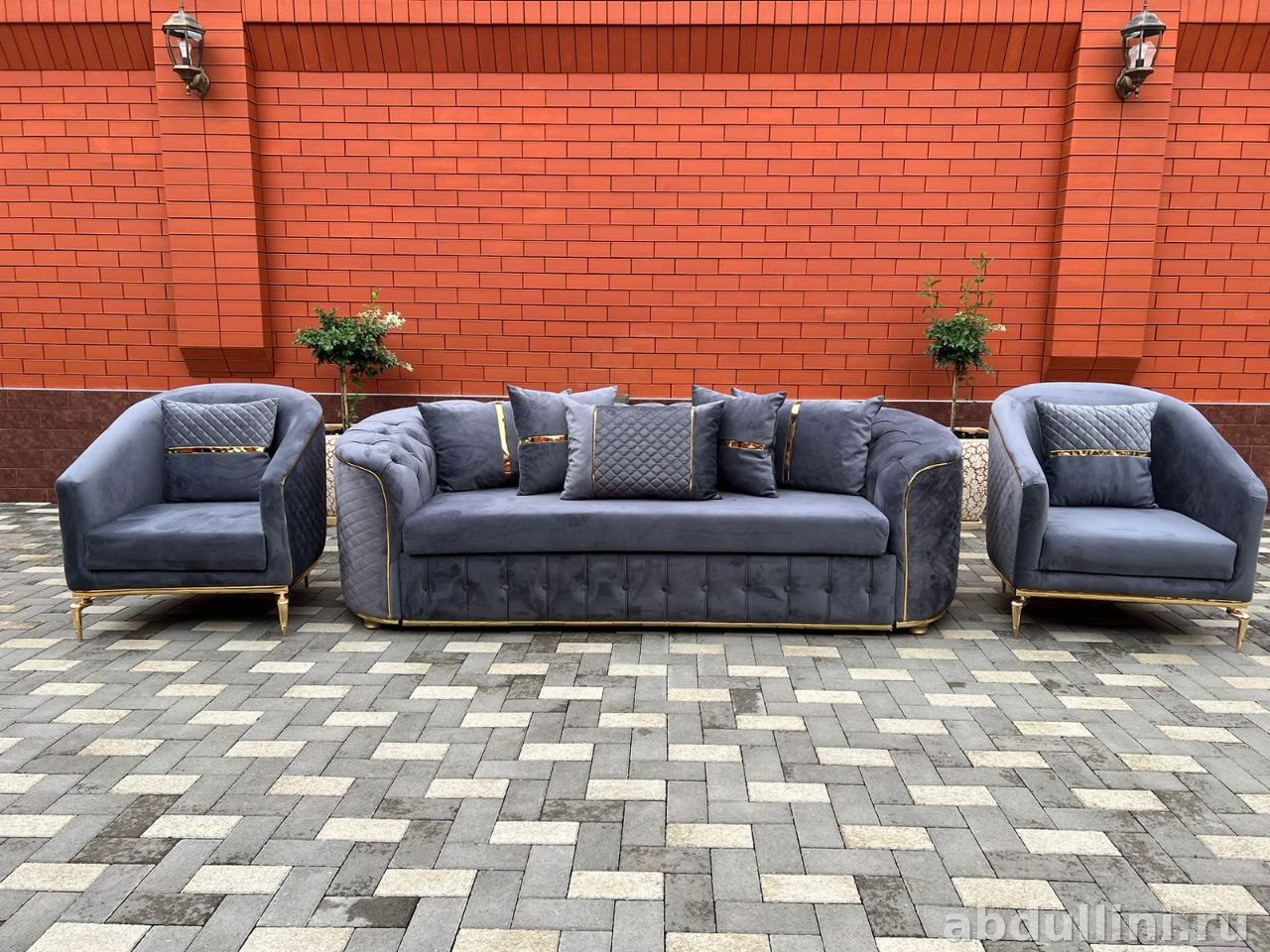 Гостиный гарнитур Bellona: диван, 2 кресла, пуф в Дагестане — купить в Дагестане — фото 1