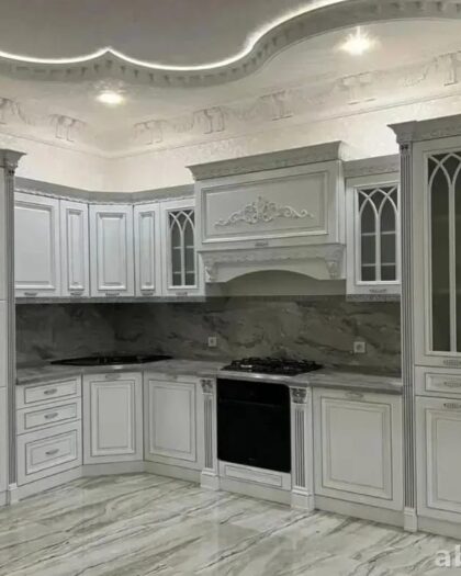 Кухонный гарнитур 1077 Монако Белый серебро — купить в Дагестане другой размер — купить в Дагестане