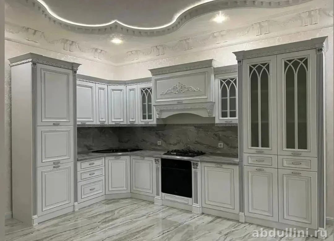 Кухонный гарнитур 1077 Монако Белый серебро — купить в Дагестане другой размер — купить в Дагестане