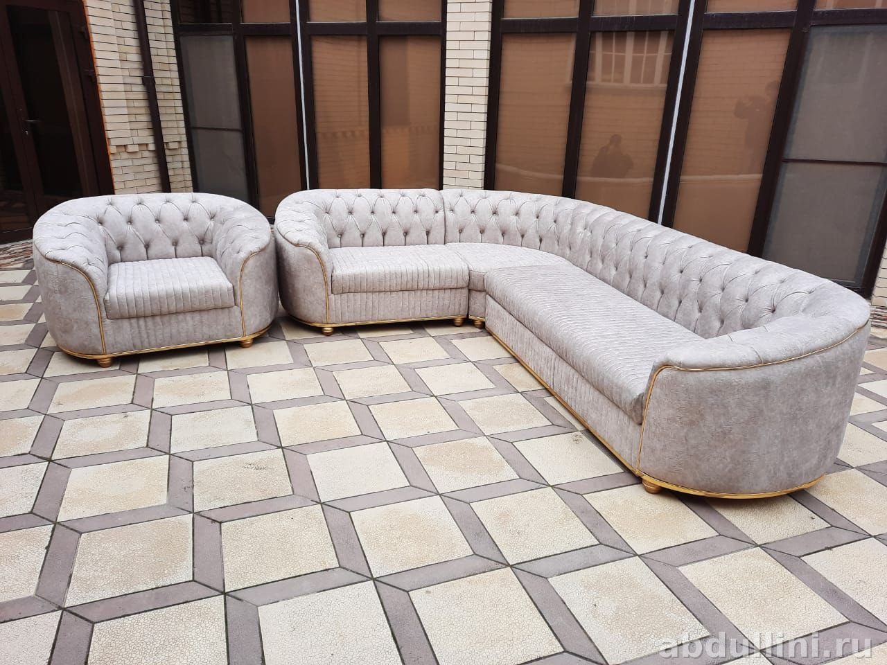 Угловой диван с креслом в светло-сером цвете — купить в Дагестане — купить в Дагестане — фото 1