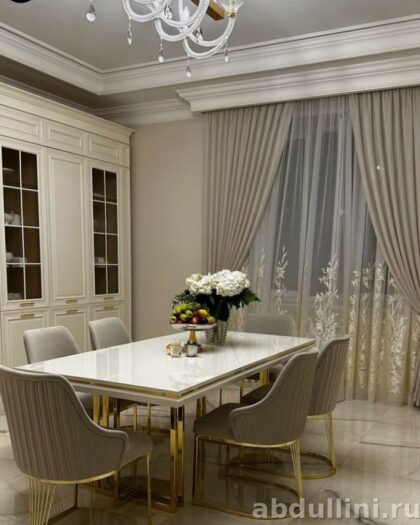 Обеденный комплект 1431: стол, стулья, шкаф-витрина — купить в Дагестане — купить в Дагестане — фото 1