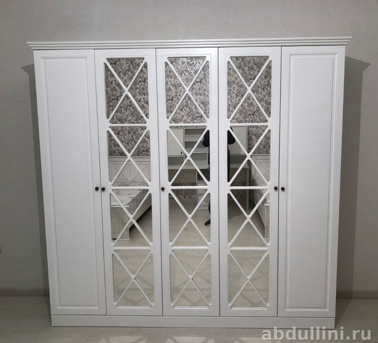 Шкаф Бьянка 5-дверный белый с зеркалами — купить в Дагестане — купить в Дагестане
