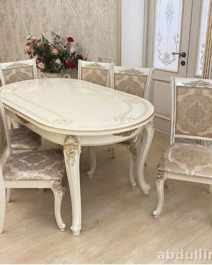 Овальный стол Роза Пальма с шестью стульями — купить в Дагестане другой размер, цена стульев — купить в Дагестане