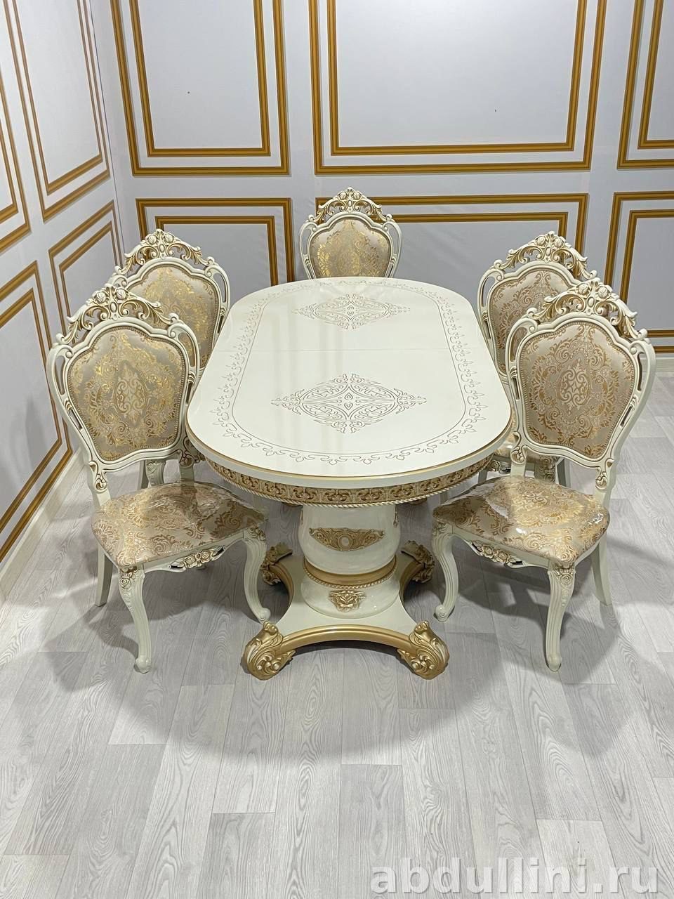 Обеденный стол и стулья Голд в стиле неоклассика — купить в Дагестане раздвижной стол — купить в Дагестане — фото 1