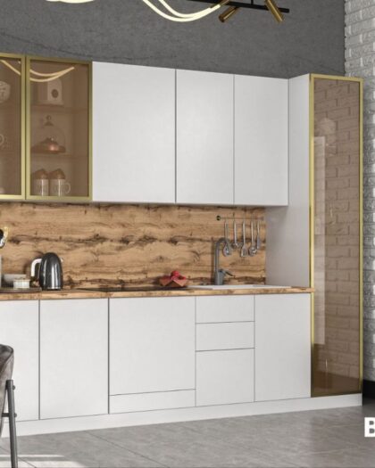 Кухня Волна 2708 — белая с золотистой окантовкой, Дагестан другой размер — купить в Дагестане