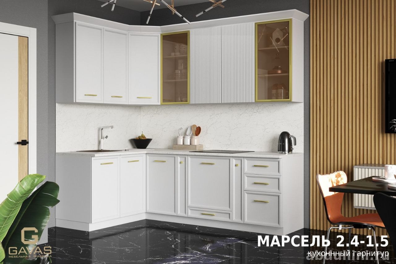 Кухня Марсель — белая кухня из крашеного МДФ в Дагестане — купить в Дагестане