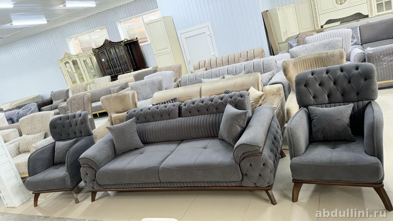 Мягкая мебель «Верда» — диван и кресло в сером цвете — купить в Дагестане