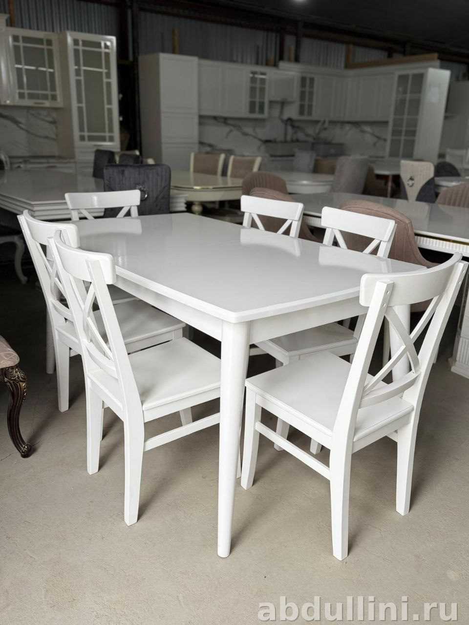 Купить обеденный стол Амелия и стулья в белом цвете в Дагестане