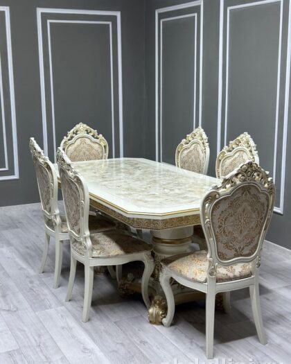 Стол раздвижной Голд и стулья Мини Шейх — купить в Дагестане цвет Беж/золото — купить в Дагестане — фото 1