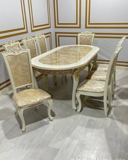 Стол Роза раздвижной бежево-золотой купить в Дагестане цвет беж/золото — купить в Дагестане — фото 1