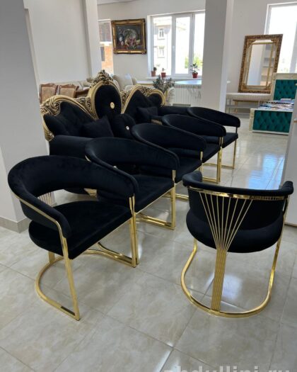 Комплект диван и кресла в стиле неоклассика с золотым каркасом — купить в Дагестане — фото 1