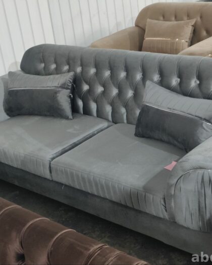 Диван Манго 3630 серый велюр с ромбовидной стяжкой — купить в Дагестане